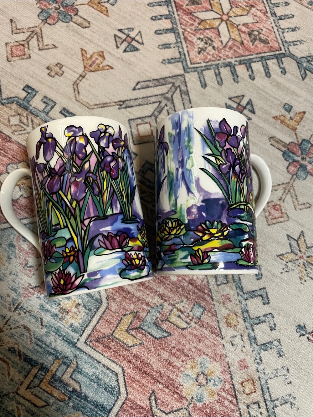 Stained glass iris floral made in Scotland Mugs - Set of 2